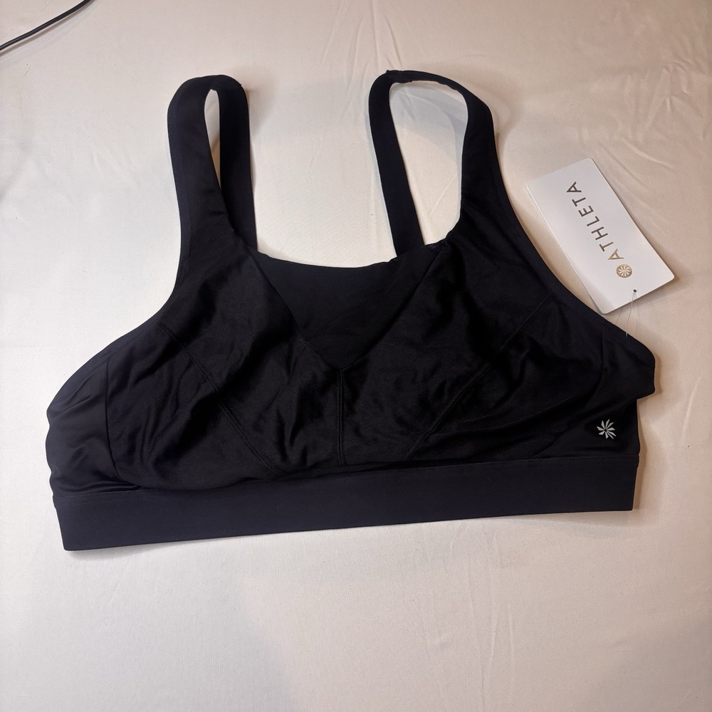 Athleta Invincible Bra Compression Sports Running | Black 36C #820325 NEW